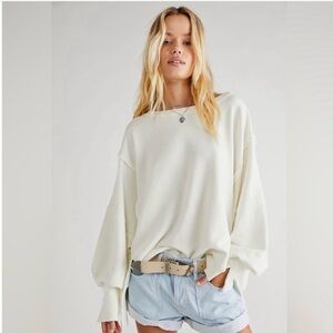 Free People Camden Sweatshirt Oversized White Medium